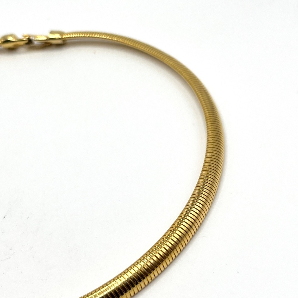 Vintage Gold Tone Omega Choker Necklace Cleopatra 80s Style 17" - Picture 4 of 10
